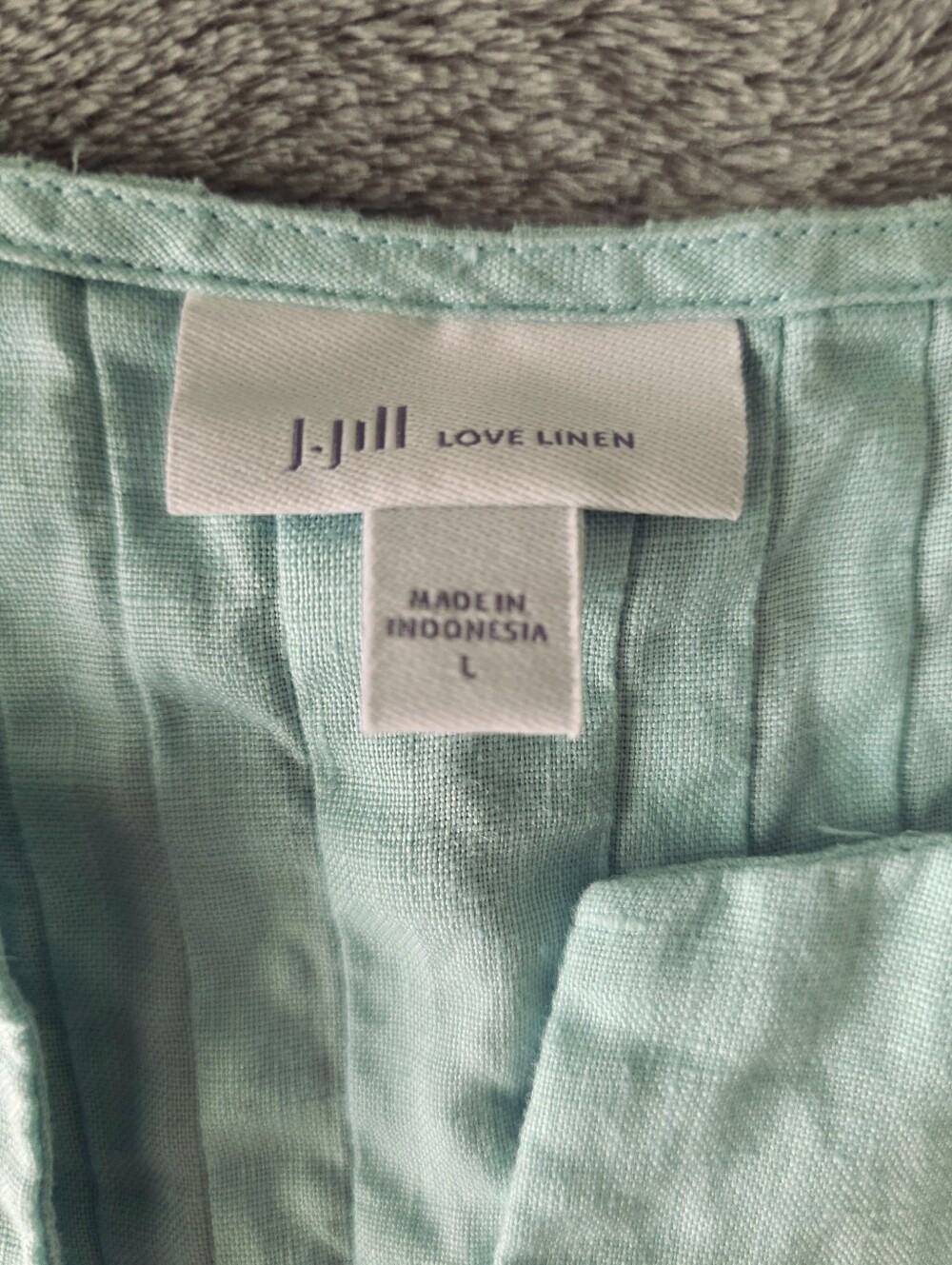 J.Jill Love Linen Split Neck Shift Dress Aqua Blue Mint Size L - Picture 3 of 10